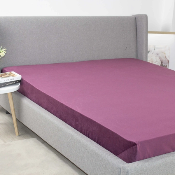 Простирадло ТЕП "VELOUR" з резинкою бордове - фото №4