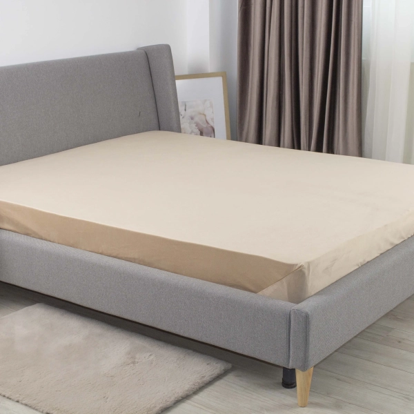 Простирадло ТЕП "VELOUR" з резинкою золотий беж, 180x200 - фото №2