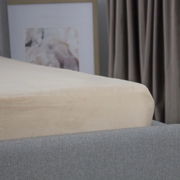 Простирадло ТЕП "VELOUR" з резинкою золотий беж, 160x200 - фото №5