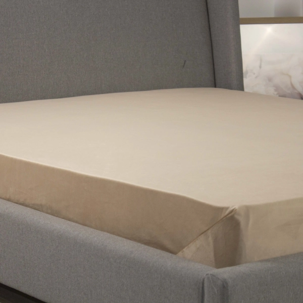 Простирадло ТЕП "VELOUR" з резинкою золотий беж, 160x200 - фото №3