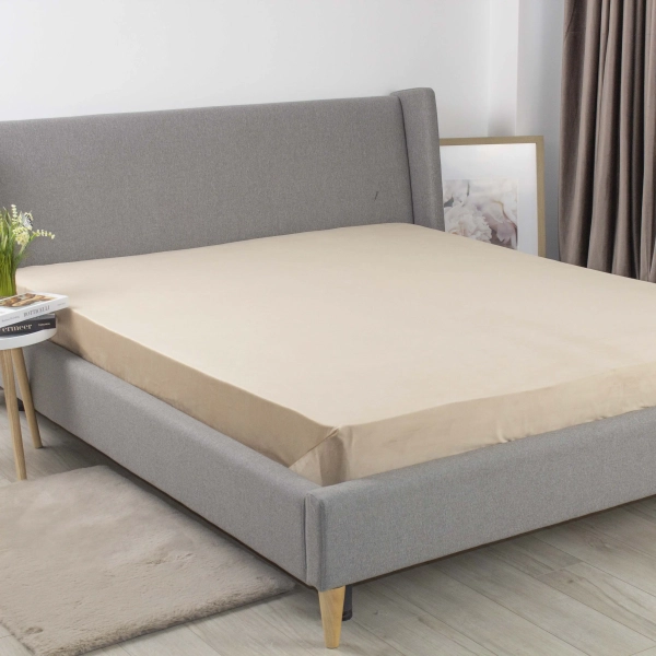 Простирадло ТЕП "VELOUR" з резинкою золотий беж, 180x200 - фото №4