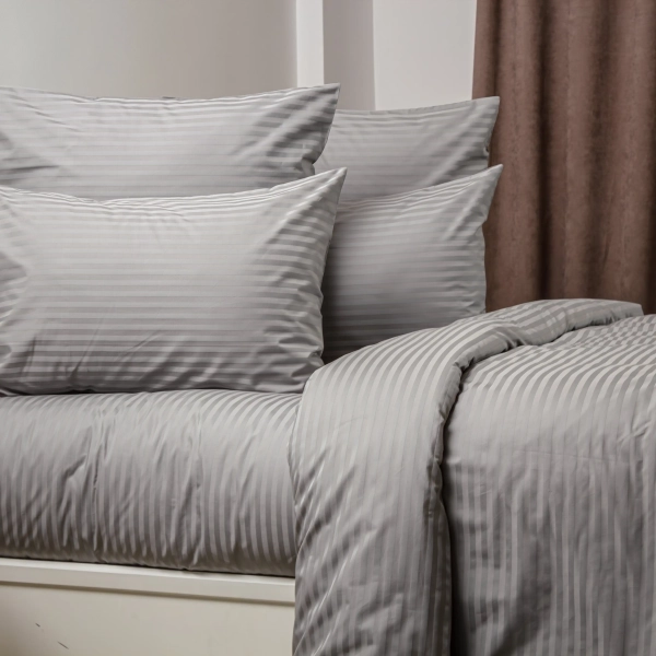 Підковдра ТЕП "СТРАЙП САТИН PREMIUM" Grey еко, 150х215 - фото №2