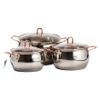 Набір каструль з нержавіючої сталі 3 штуки 6,1/2,6/3,6 л, хром HP33525W - фото №1