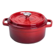 Каструля чавунна емальована 3 л з кришкою Ø24 см Червона HP-1-3R - фото №1