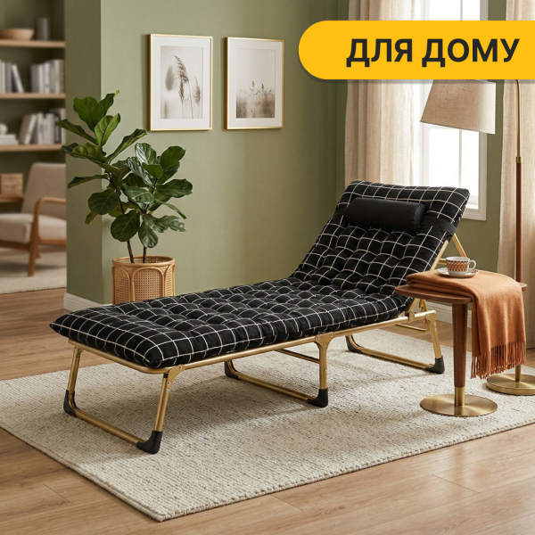 Розкладне ліжко (розкладачка) з оксамитовим матрацом і подушкою LEOBRO (LB-FB-B3-PAT) - фото №10