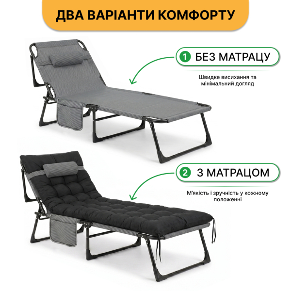 Розкладне ліжко (розкладачка) з подушкою LEOBRO Темна смужка - фото №7