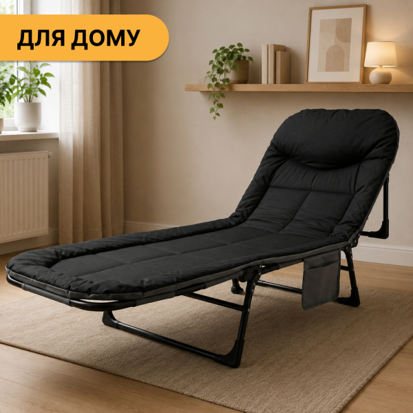 Розкладне ліжко (розкладачка) з вбудованим матрацом LEOBRO Black (LB-FB-M1-BLK) - фото №9