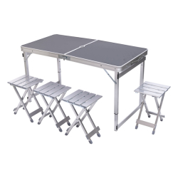 Розкладний стіл + 4 стільці кемпінговий набір для пікніка, риболовлі, відпочинку, туризму Чорний JY-12061B
