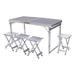 Розкладний стіл + 4 стільці кемпінговий набір для пікніка, риболовлі, відпочинку, туризму Чорний JY-12061B - фото №3