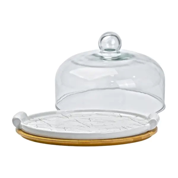 Тортівниця порцелянова зі скляною кришкою 29 см HP1204 - фото №3