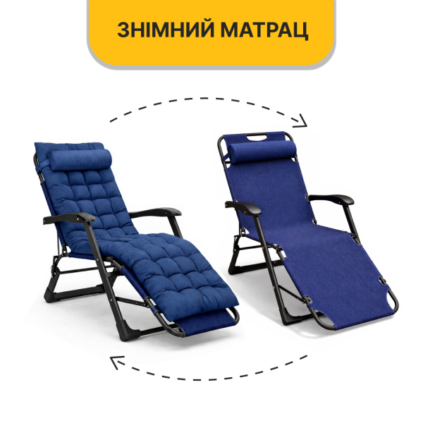 Раскладное кресло кровать с подушкой LEOBRO Темно-синий (LB-FCB-G1-BLU) - фото №11