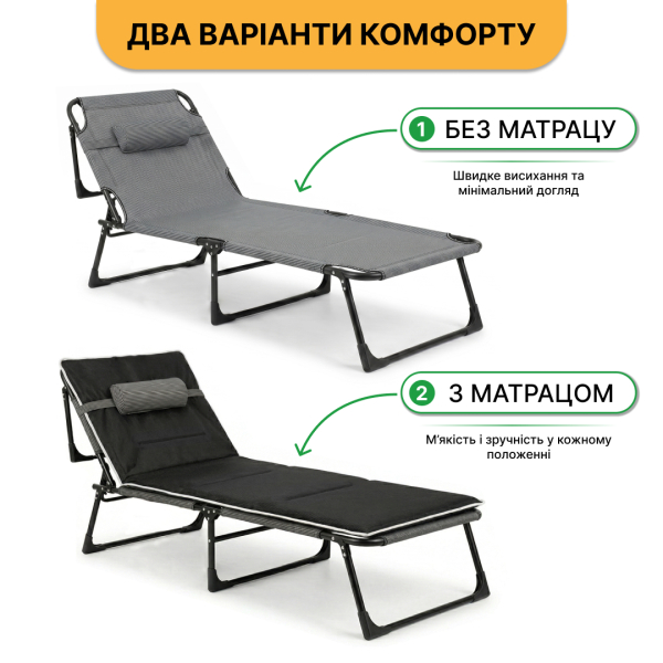 Розкладне ліжко (розкладачка) з Mesh-матрацом і подушкою LEOBRO Striped (LB-FB-A2-STR) - фото №11