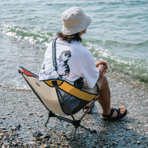 Стілець складаний Naturehike Moon YL08 NH20JJ027, 600D Oxford / алюміній, біло-помаранчевий - фото №5