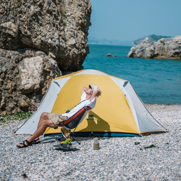 Стілець складаний Naturehike Moon YL08 NH20JJ027, 600D Oxford / алюміній, біло-помаранчевий - фото №7