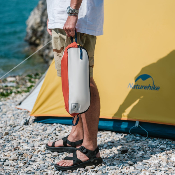 Стілець складаний Naturehike Moon YL08 NH20JJ027, 600D Oxford / алюміній, біло-помаранчевий - фото №8