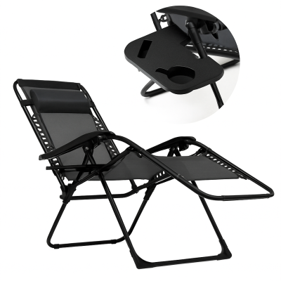 Розкладне крісло шезлонг LEOBRO Zero Gravity Black (LB-ZGC-F1-BLK) - фото
