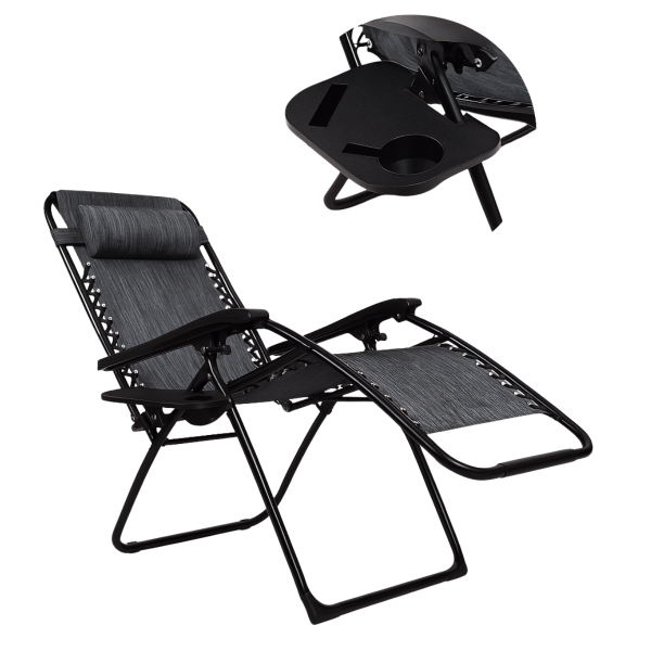 Розкладне крісло шезлонг LEOBRO Zero Gravity Dark Grey (LB-ZGC-F1-DGR) - фото