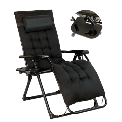 Розкладне крісло шезлонг LEOBRO Zero Gravity Premium Plus Black (LB-ZGC-K2-BLK) - фото