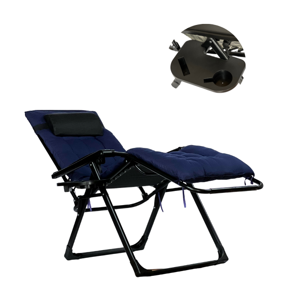 Розкладне крісло шезлонг LEOBRO Zero Gravity Premium Plus Dark Navy Blue (LB-ZGC-K2-DNB) - фото