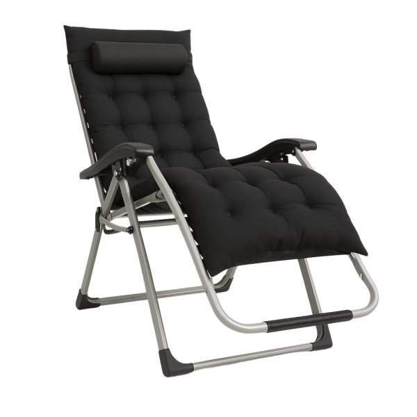 Розкладне крісло шезлонг LEOBRO Zero Gravity Premium Plus Чорне (LB-ZGC-E1-BLK) - фото