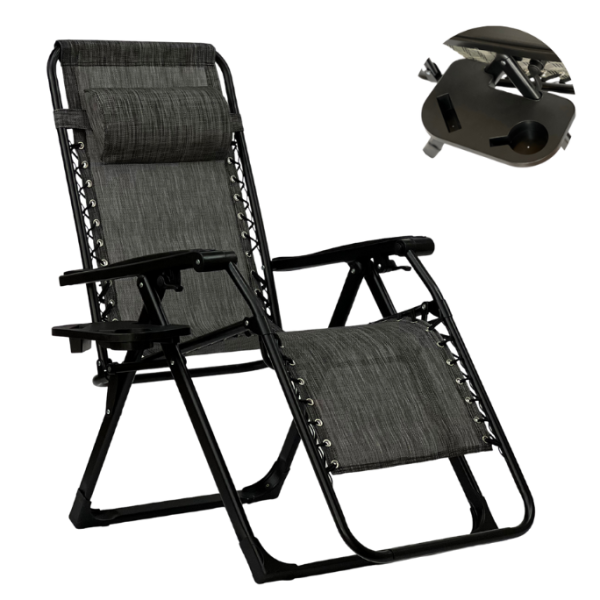 Розкладне крісло шезлонг LEOBRO Zero Gravity Premium Grey (LB-ZGC-G2-GRY) - фото №2