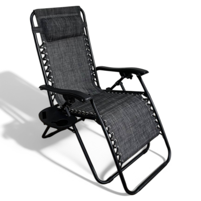 Розкладне крісло шезлонг LEOBRO Zero Gravity темно-сіре (HT-167D DARK GREY) - фото