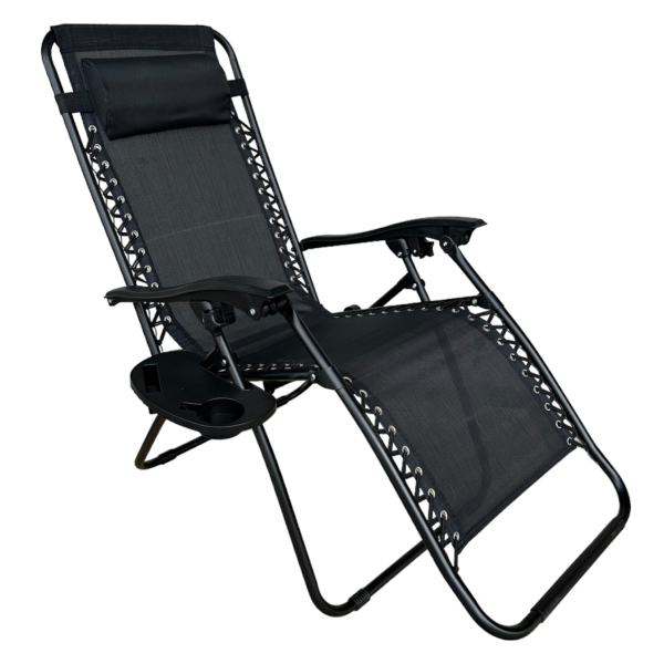 Розкладне крісло шезлонг LEOBRO Zero Gravity Чорне (HT-167D BLACK) - фото