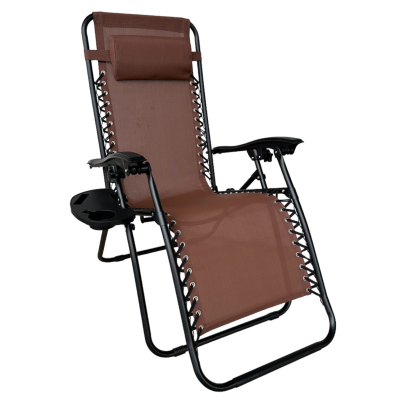 Розкладне крісло шезлонг Zero Gravity LEOBRO Коричневе - фото