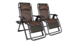 Посилений! Комплект із 2 розкладних шезлонгів Zero Gravity LEOBRO Коричневого кольору 3D-тканина - фото №1