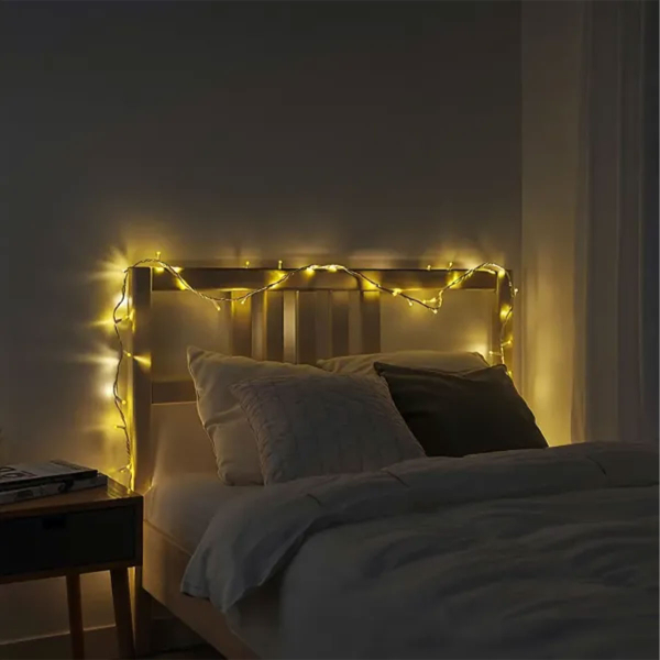 Новорічна кімнатна гірлянда нитка 6 м 50 LED білий провід Жовтий W50LED6MWY - фото №6