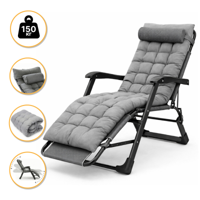 Розкладне крісло ліжко з подушкою LEOBRO Темно-сірий (LB-FCB-G1-GRY) - фото
