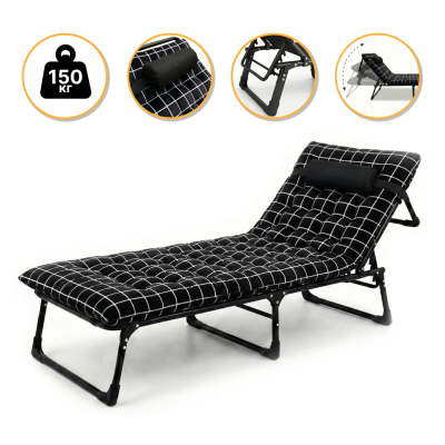 Розкладне ліжко (розкладачка) з оксамитовим матрацом і подушкою LEOBRO (LB-FB-A3-PAT) - фото