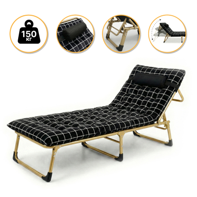 Розкладне ліжко (розкладачка) з оксамитовим матрацом і подушкою LEOBRO (LB-FB-B3-PAT) - фото