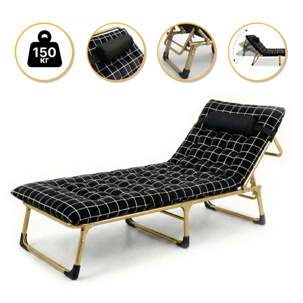 Розкладне ліжко (розкладачка) з оксамитовим матрацом і подушкою LEOBRO (LB-FB-B3-PAT) - фото