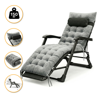 Розкладне крісло ліжко з оксамитовим матрацом LEOBRO Grey (LB-FCB-G4-GRY) - фото