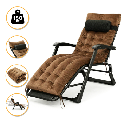 Розкладне крісло ліжко з оксамитовим матрацом LEOBRO Brown (LB-FCB-G4-BRN) - фото