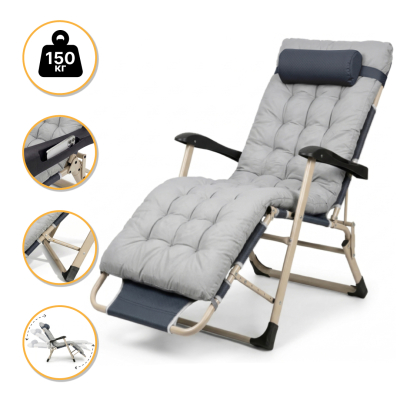 Розкладне крісло ліжко з подушкою LEOBRO Сіре (FCB-S03-PP) - фото
