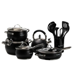 Набір посуду для приготування з нержавіючої сталі 12 предметів, чорний HP33548