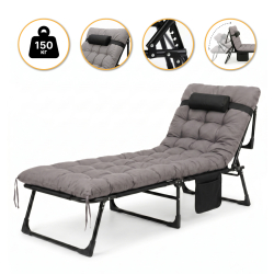 Розкладне ліжко (розкладачка) з матрацом і подушкою LEOBRO Grey (LB-FB-A1-GRY)