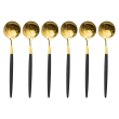 Набір чайних ложок 6 штук чайні ложки з нержавіючої сталі 12.9 см Чорний з золотом HP-20-5 - фото №1