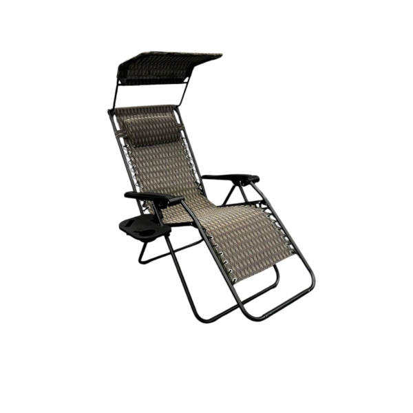 Розкладне крісло шезлонг з козирком LEOBRO Zero Gravity Plaid (LB-ZGC-H1-PLD - фото