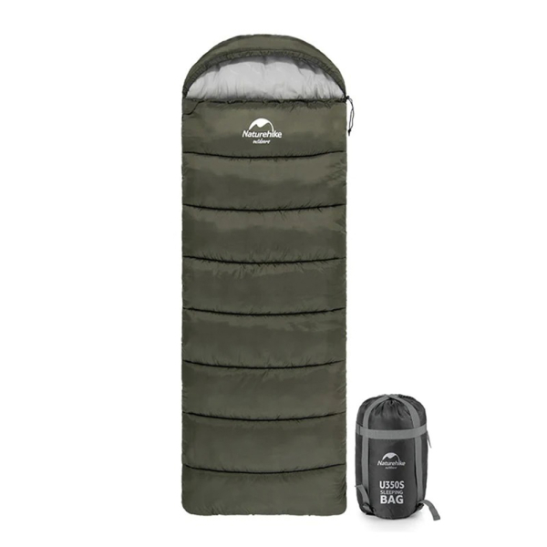 Спальник з капюшоном Naturehike U150 NH20MSD07, (11°C), лівий, зелений - фото №2