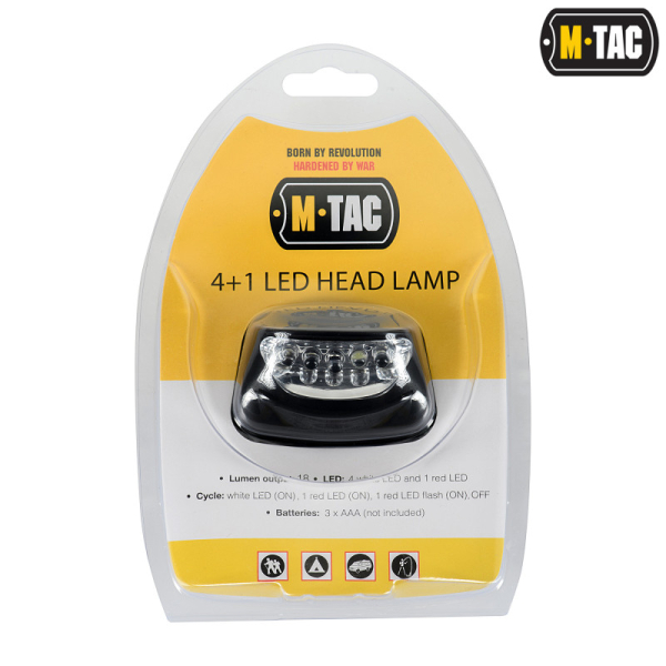 M-Tac ліхтар налобний 4+1 LED Black - фото №10