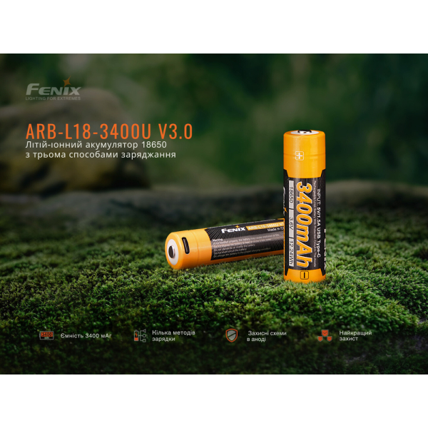 Акумулятор 18650 Fenix (3400 mAh) Type-C V3.0 - фото №8