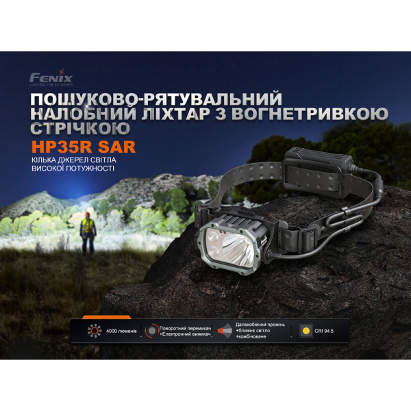 Ліхтар налобний Fenix HP35R SAR з вогнетривкою пов'язкою - фото №6