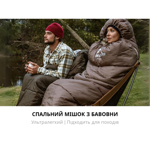 Спальник з капюшоном Naturehike U150 NH20MSD07, (11°C), лівий, коричневий - фото №5