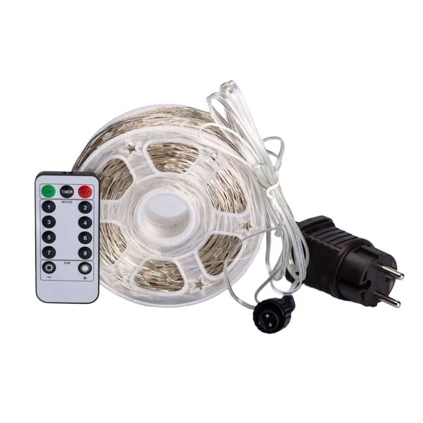 Гірлянда роса на пульті 200 метрів на 2000 led світлодіодів крапля на білому дроті біла 2000L200MWW - фото №7