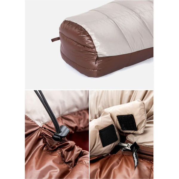 Спальник з натуральним пухом Naturehike Snowbird NH20YD001, p-р L, коричневий 980 г - фото №7