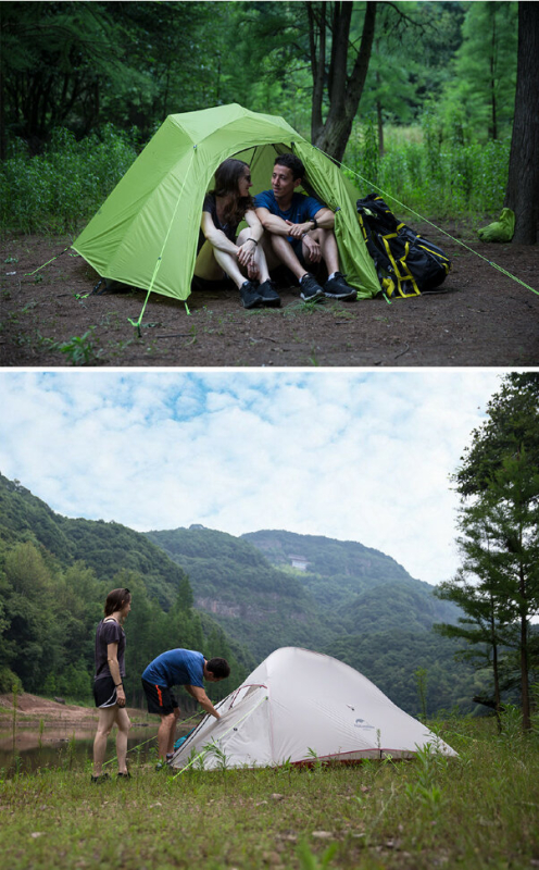 Намет надлегкий тримісний  з футпринтом Naturehike Cloud Up 3 Updated NH18T030-T, 210T, зелений - фото №5