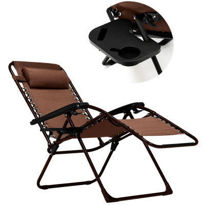 Розкладне крісло шезлонг LEOBRO Zero Gravity Brown (LB-ZGC-F1-BRN) - фото